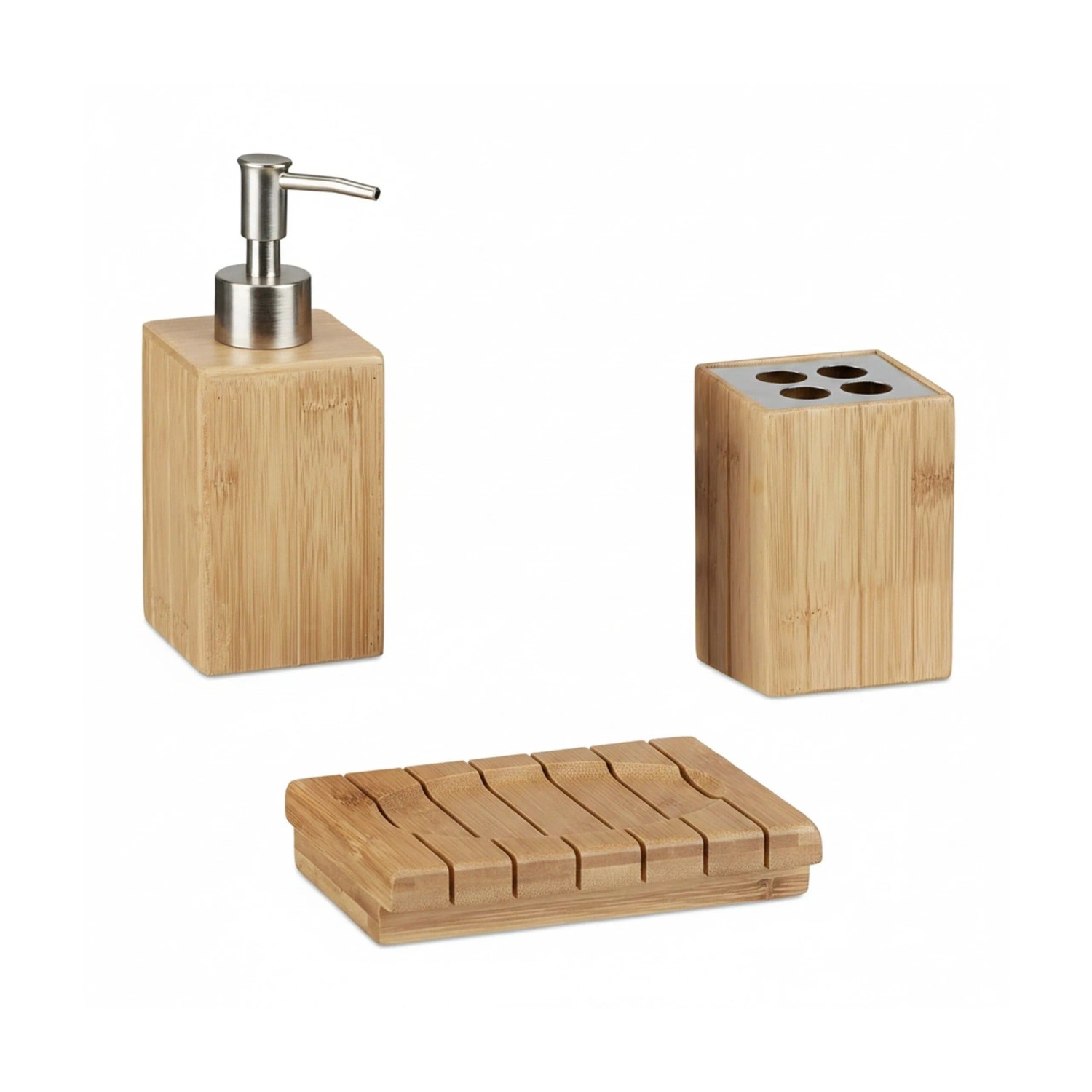 Relaxdays Badaccessoires Set Bambus Natur 3-teilig kaufen bei OBI