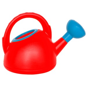 Rote Hape Gießkanne aus Kunststoff, ideales Sandspielzeug für Kinder.