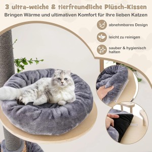 Costway Kratzbaum Deckenhoch 5-Stöckiger mit Hängematte & Korb Grau