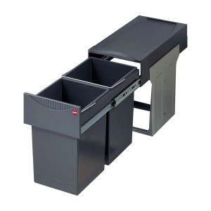 HAILO Abfallsammler Mülleimer Tandem 2x 15L Dunkelgrau mit Vollauszug 3666101