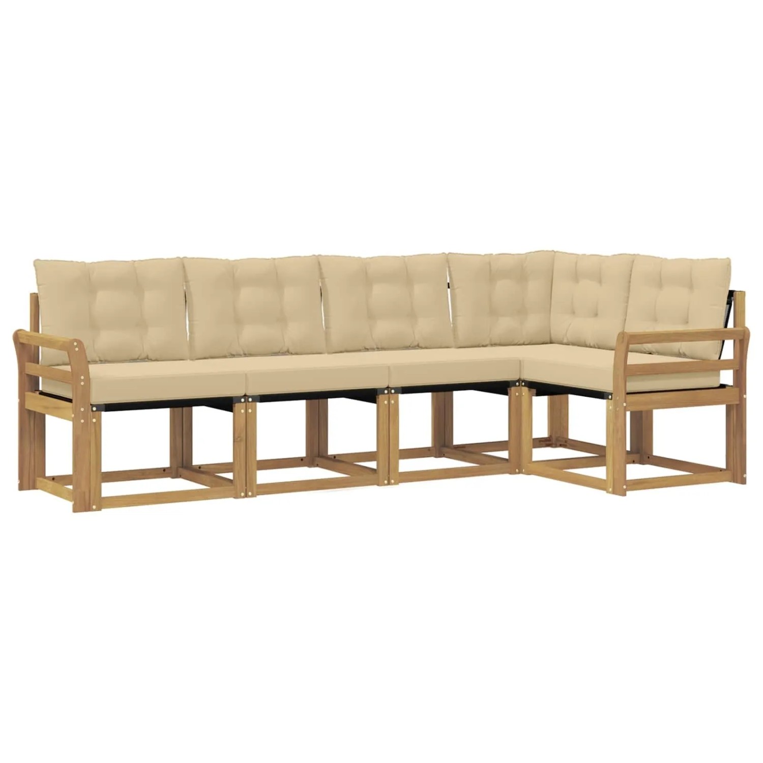 vidaXL Outdoor-Sofagarnitur mit Kissen 5-Tlg Weiß und Beige 3389479
