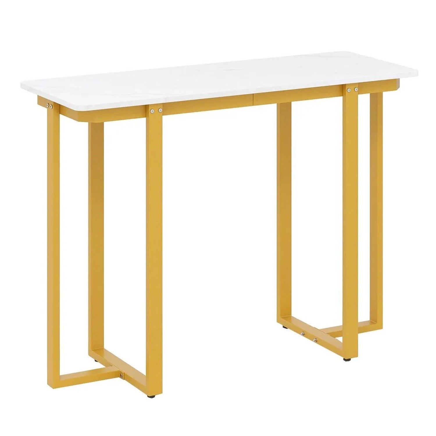 Costway Konsolentisch Moderner Eingangstisch mit Marmor Golden & Weiß günstig online kaufen