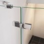 Detailansicht: AICA Viertelkreis-Duschkabine mit chromglänzenden Beschlägen und 6mm ESG Sicherheitsglas.