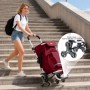 Sekey 3-in-1 Einkaufstrolley Treppensteiger in Rot mit Kühlfach auf Treppe.