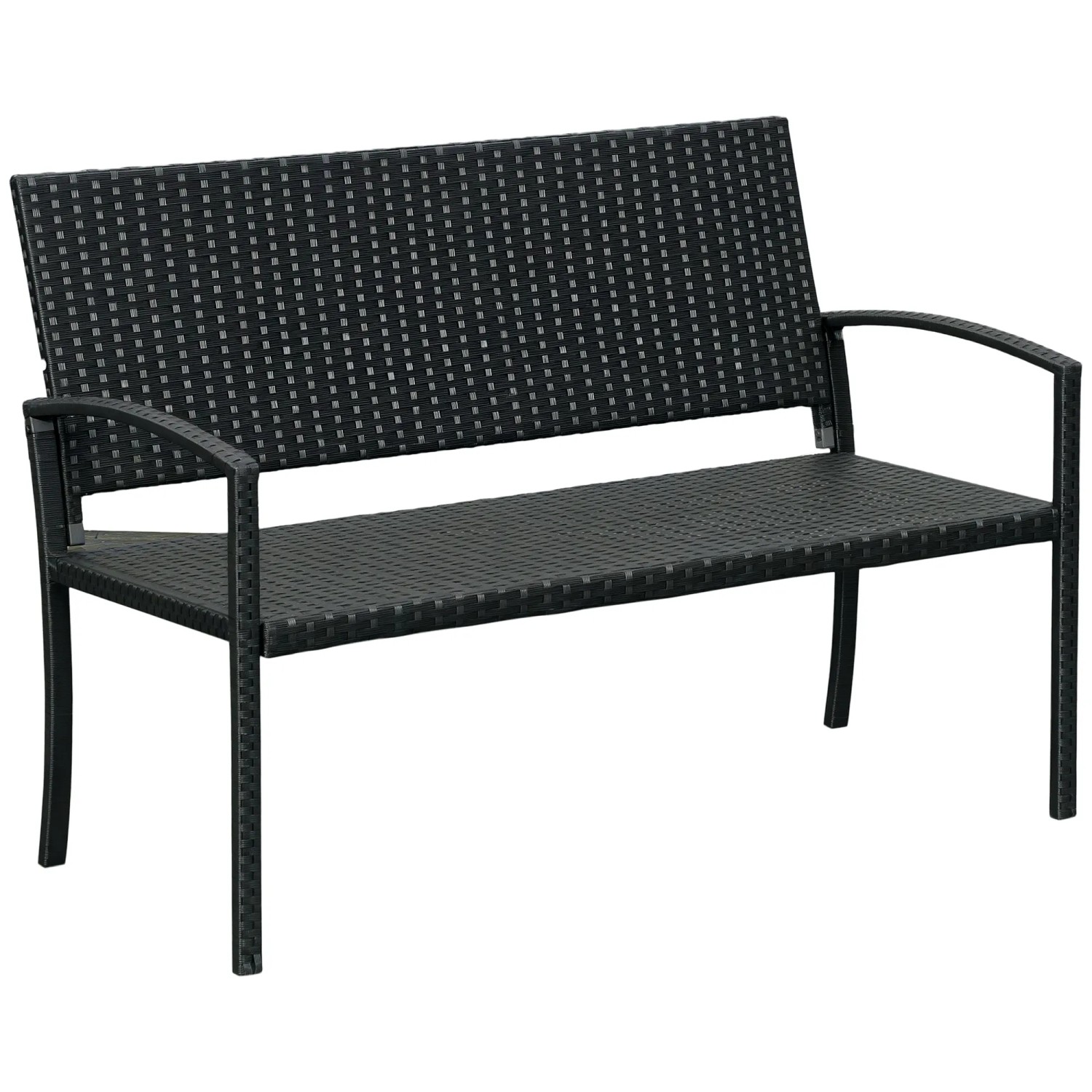 Furnicato Gartenbank Rattanoptik Stahlrahmen 122x60x85cm Schwarz