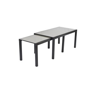Merxx Flex Gartentisch, ausziehbar, anthrazit, mit Aluminiumgestell und Glasplatte.