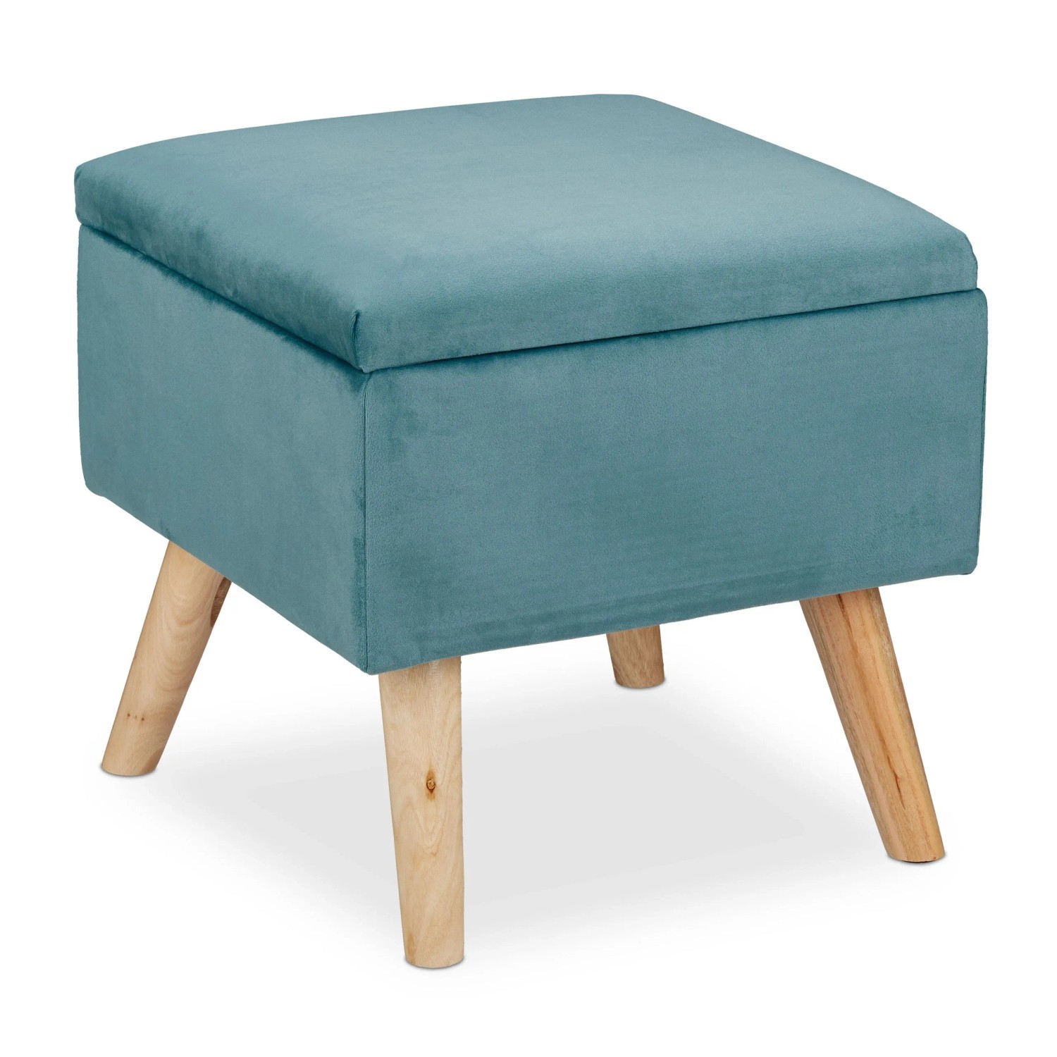 Relaxdays Samthocker Samt Türkis mit Stauraum 40 cm x 40 cm x 40 cm 6,5 kg