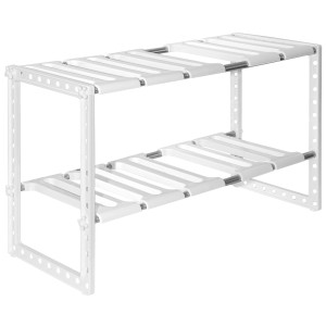 Weißes, verstellbares Teleskop Regal von eyepower, 39-67 cm, für Küche oder Bad.