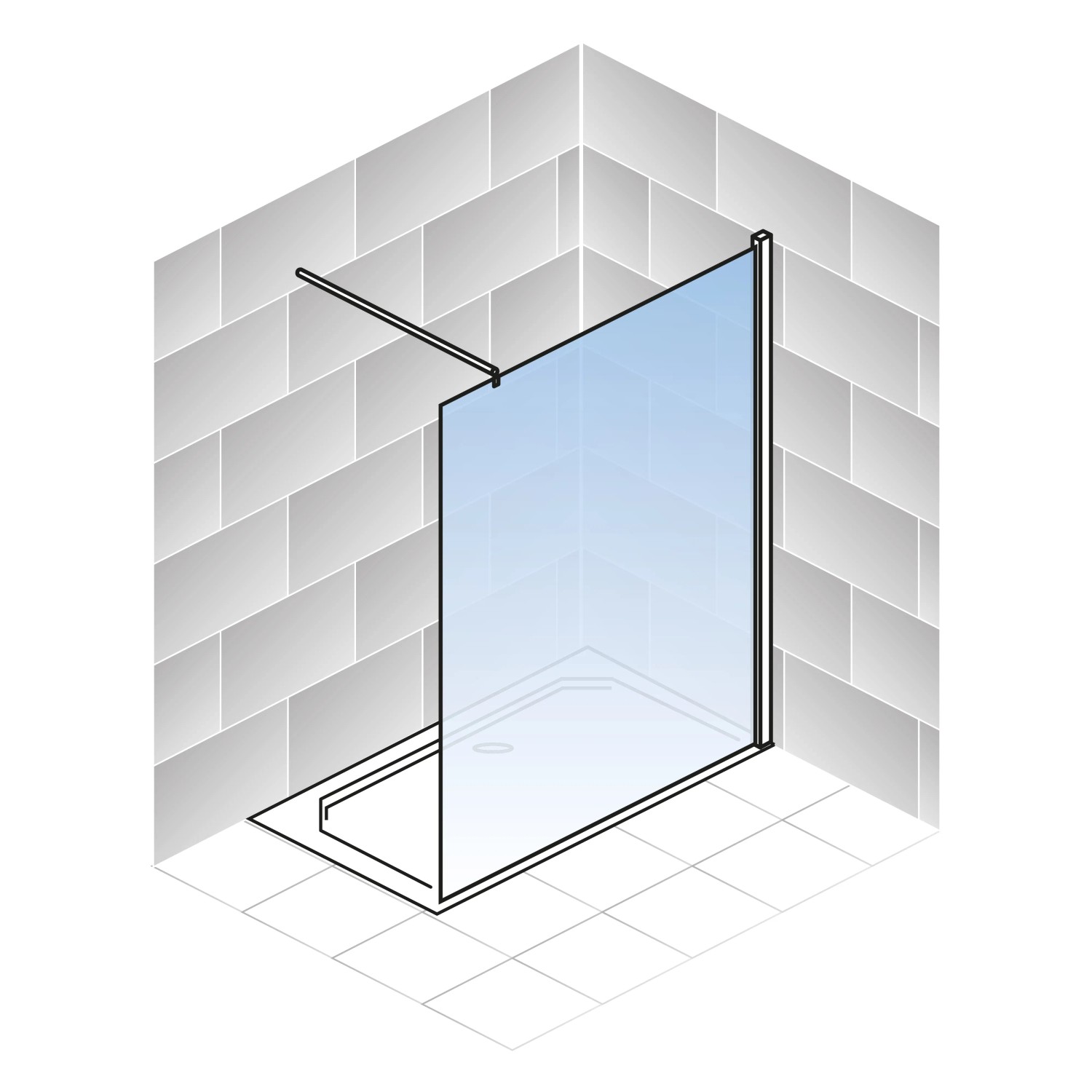 Schulte Walk-In Dusche Alexa Style 2.0 mit Glasdekor "Dezent", 100x190 cm.