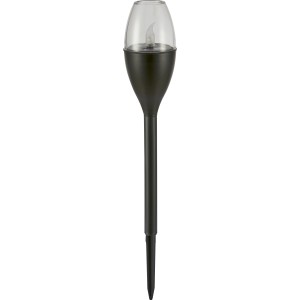 4er Set LED Solarspieß Fackel in Schwarz für Garten & Beet. Solar-Bodenstrahler mit Flammeneffekt.