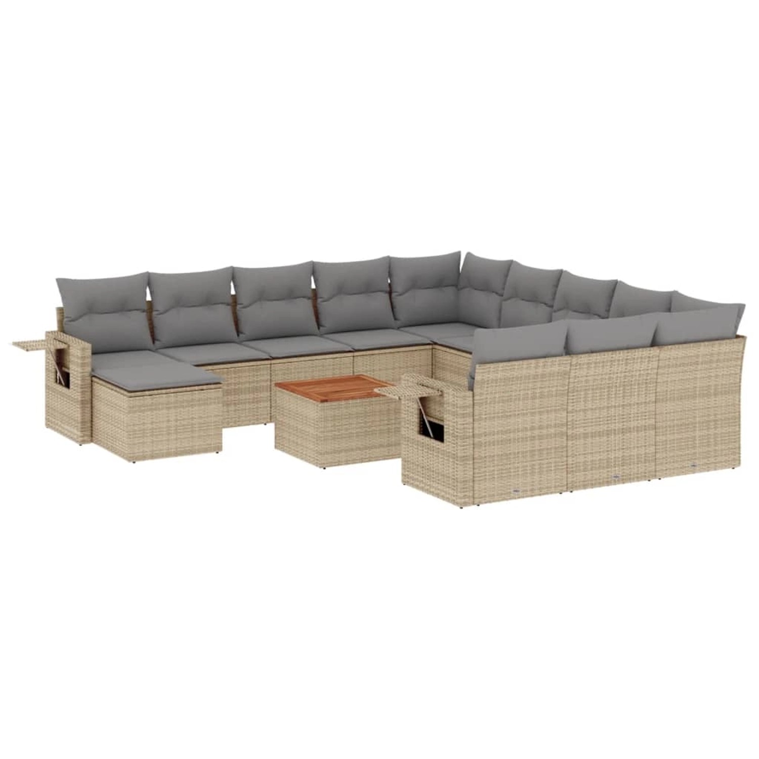 vidaXL 13-Tlg Garten-Sofagarnitur mit Kissen Beige Poly Rattan 3257200 günstig online kaufen