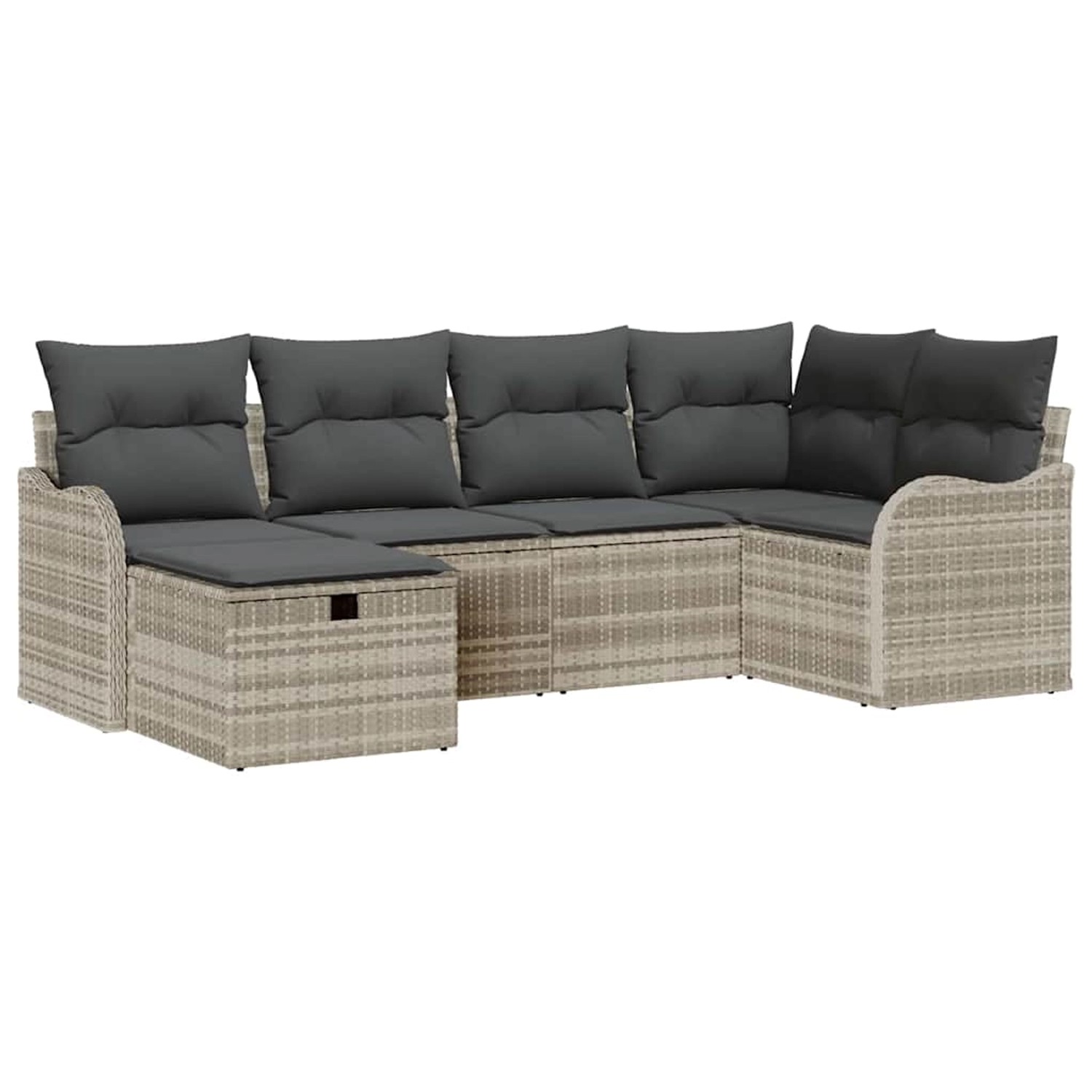 vidaXL Garten-Sofa-Set mit Kissen 6-Tlg Hellgrau Poly Rattan 3360313 günstig online kaufen