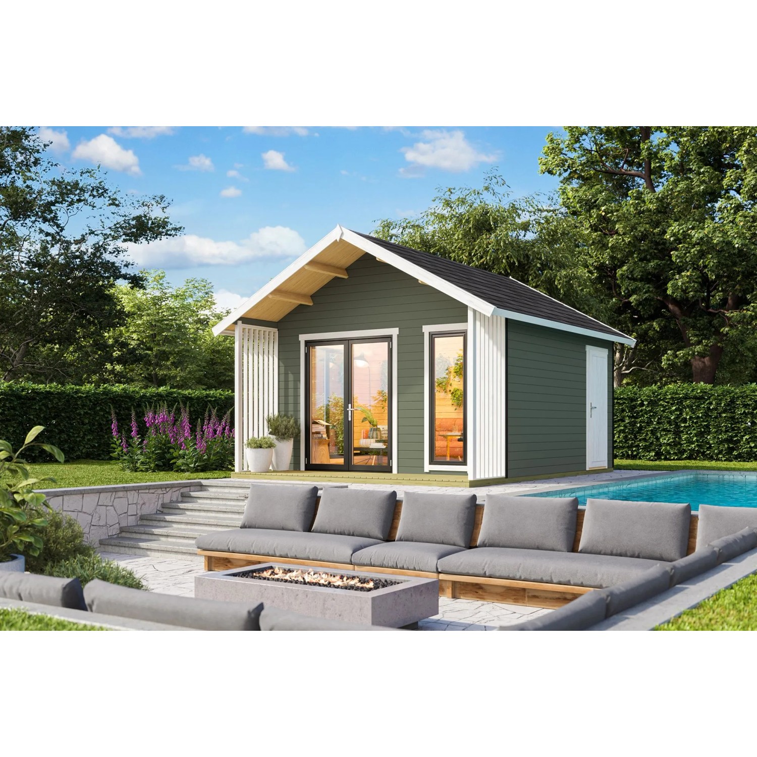 Lasita Gartenhaus Murano 1 Grau-Grün 390 cm x 410 cm