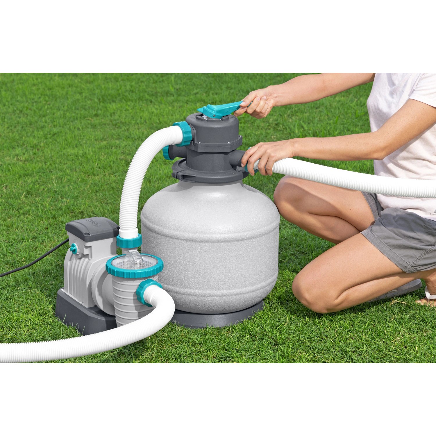 Bestway Hydrium Sandfilteranlage im Set, zur Reinigung von Stahlwandpools.