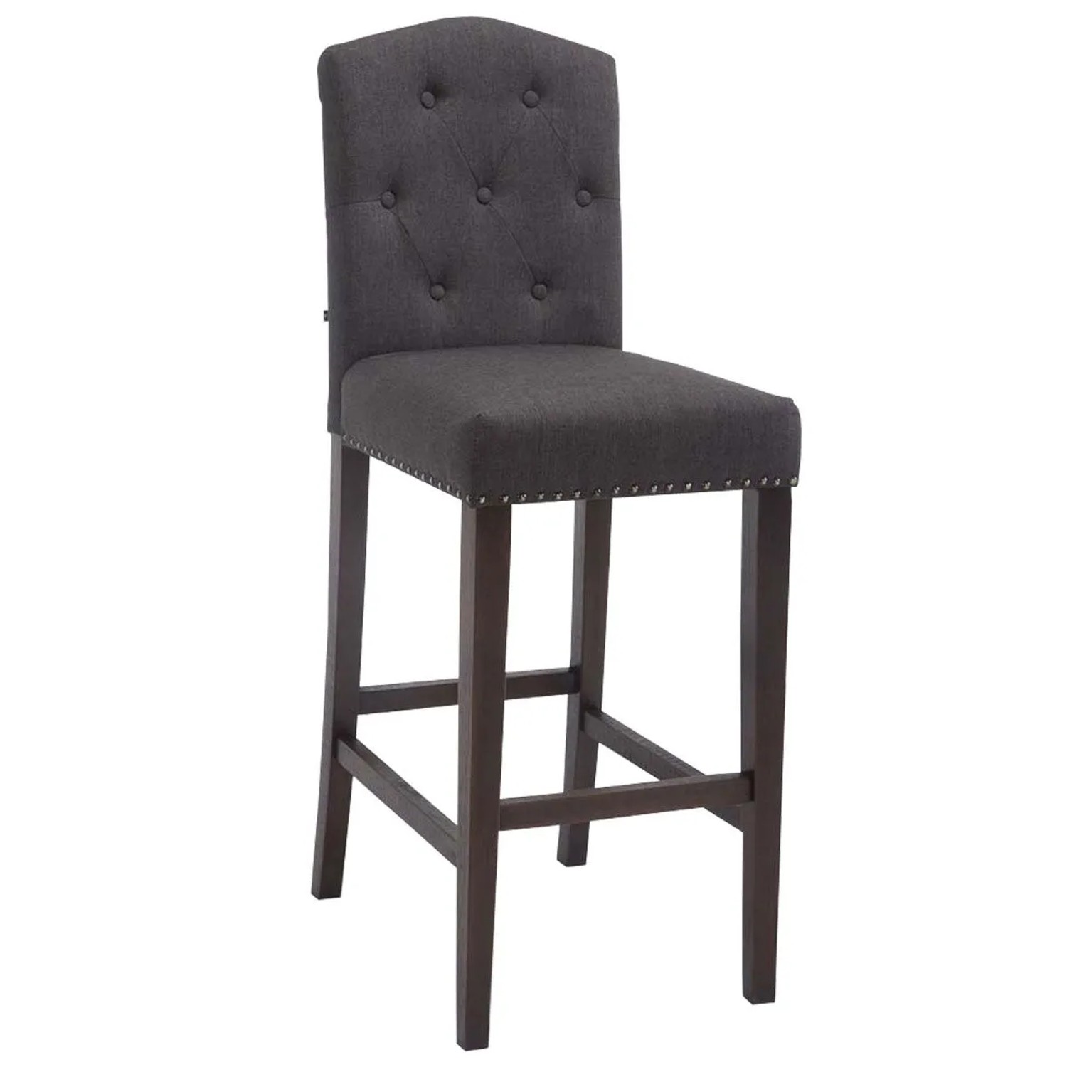 DELUKE Barhocker LIKEL Stoff Dunkelgrau 42x57x113cm Dunkelbraun Barstuhl Mit Lehne Tresenhocker Tresenstuhl