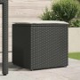 Schwarze vidaXL Kissenbox aus Poly-Rattan, 50x50x50 cm, zur Aufbewahrung im Garten.