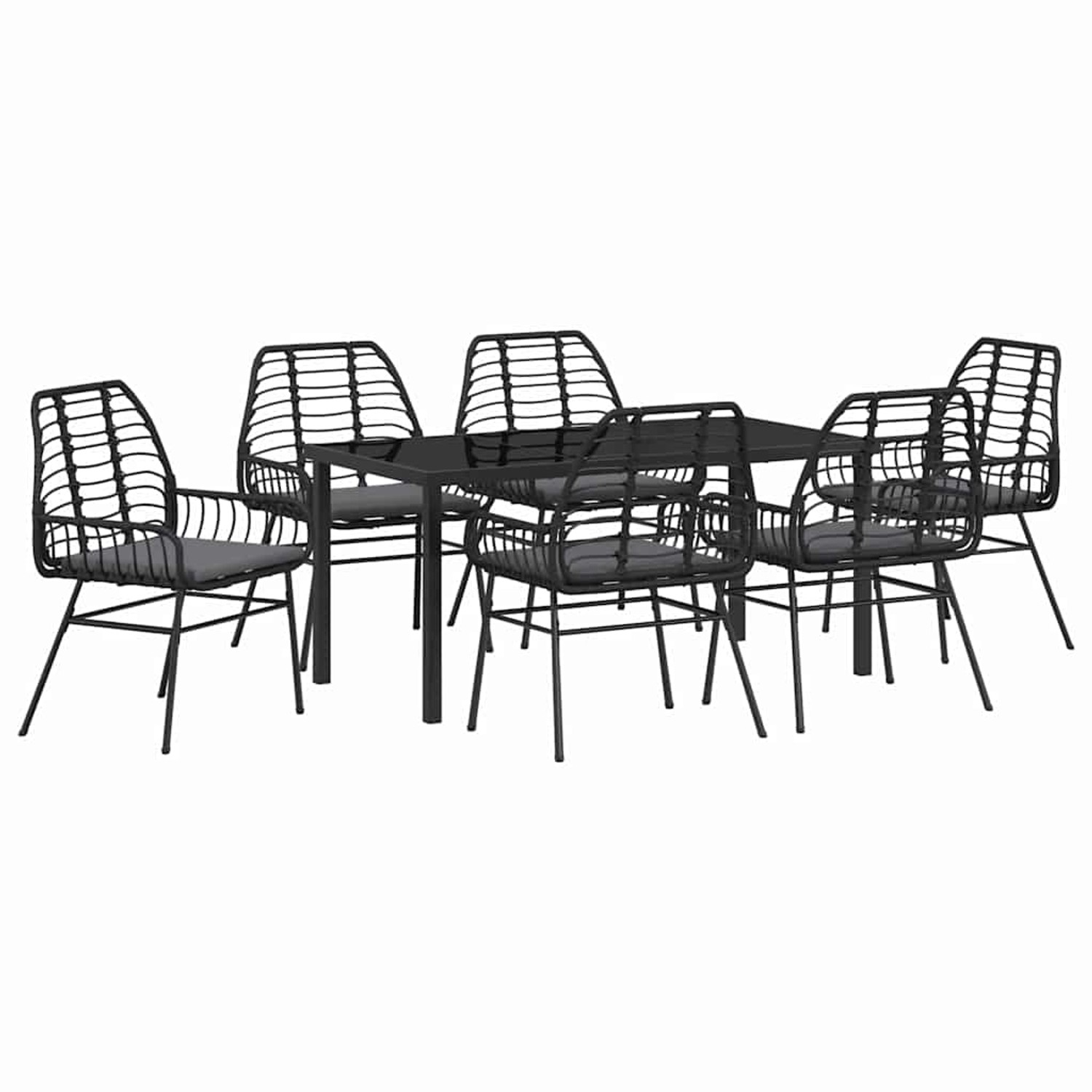 vidaXL Garten Essgruppe 7-Tlg Schwarz Poly Rattan 3380859 günstig online kaufen