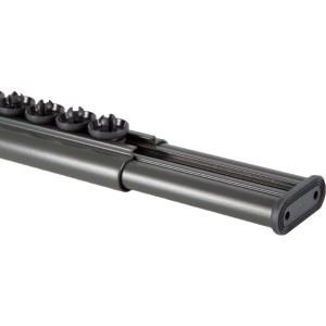 Anthrazitfarbene Spirella Duschvorhangstange Scala, verstellbar von 125 bis 210 cm.