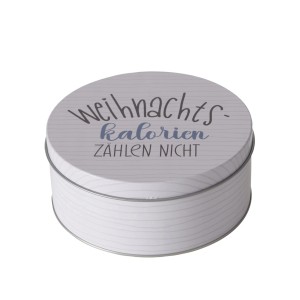 Graue Boltze Vorratsdose für Kekse mit Aufschrift "Weihnachtskalorien zählen nicht".