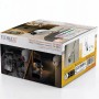 Verpackung der Technaxx Mini PT Outdoor-Kamera TX-390. Zeigt Überwachungskamera, App-Steuerung und Nachtsicht.