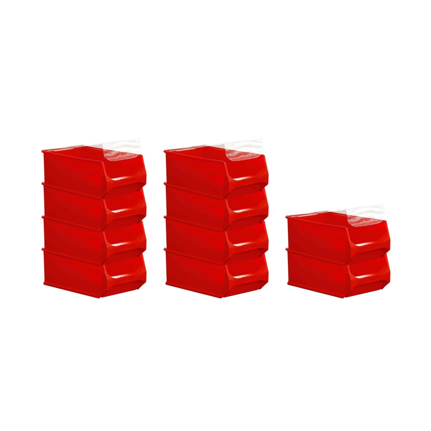 SparSet 10 x Rote Sichtlagerbox 5.0 Mit Abdeckung HxBxT 20 x 30 x 50 cm 21,8 Liter Sichtlagerbehälter Sichtlagerkasten