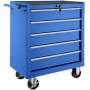 Tectake Werkzeugwagen  5 Kugelgelagerte Schubladen Mit Antirutschmatten Belastbarkeit 150 kg  69 x 33 x 79 cm Blau