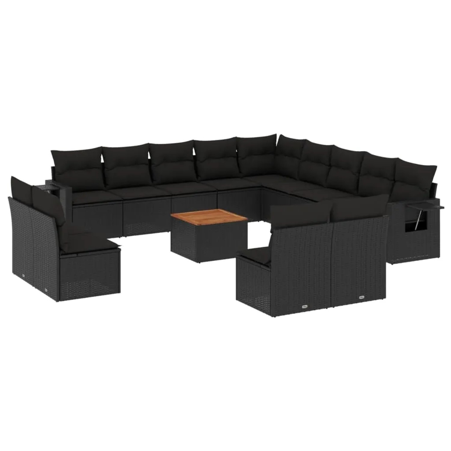 vidaXL 14-Tlg Garten-Sofagarnitur mit Kissen Schwarz Poly Rattan 3257147 günstig online kaufen