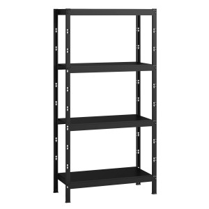 Schwarzes Schulte Profi-Steckregal mit 4 Böden, 195x100x50 cm, ideal für Lager und Werkstatt.