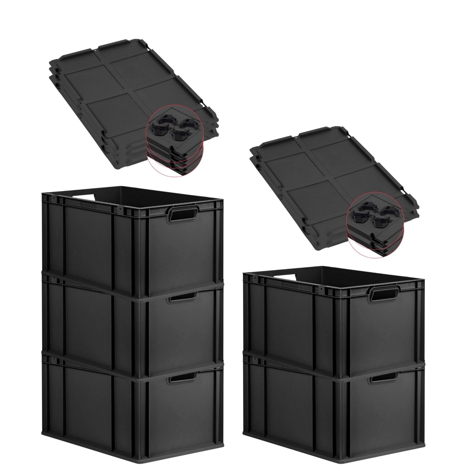 PROREGAL SparSet 5x Eurobox Nextgen Grip Mit Auflagedeckel Und Schwarzen Ve günstig online kaufen
