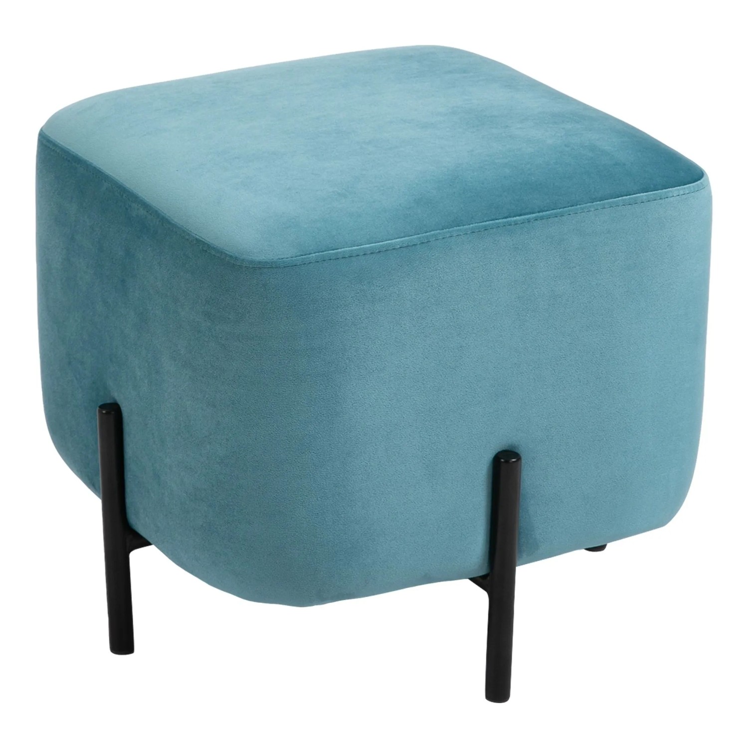 HOMCOM Fußhocker Polyester Stahl Türkis 44,5B x 44,5T x 41,5H cm