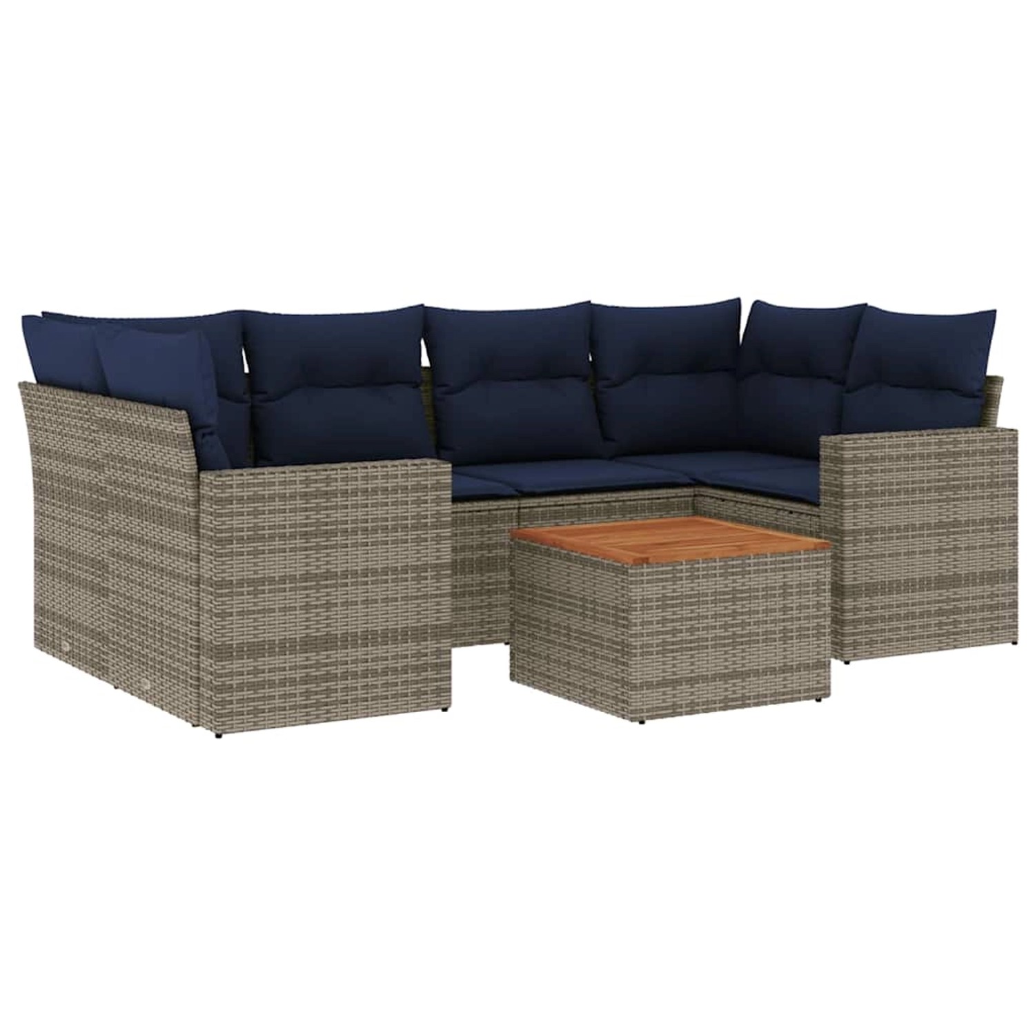 vidaXL 7-Tlg Garten-Sofagarnitur mit Kissen Grau Poly Rattan 3256355 günstig online kaufen