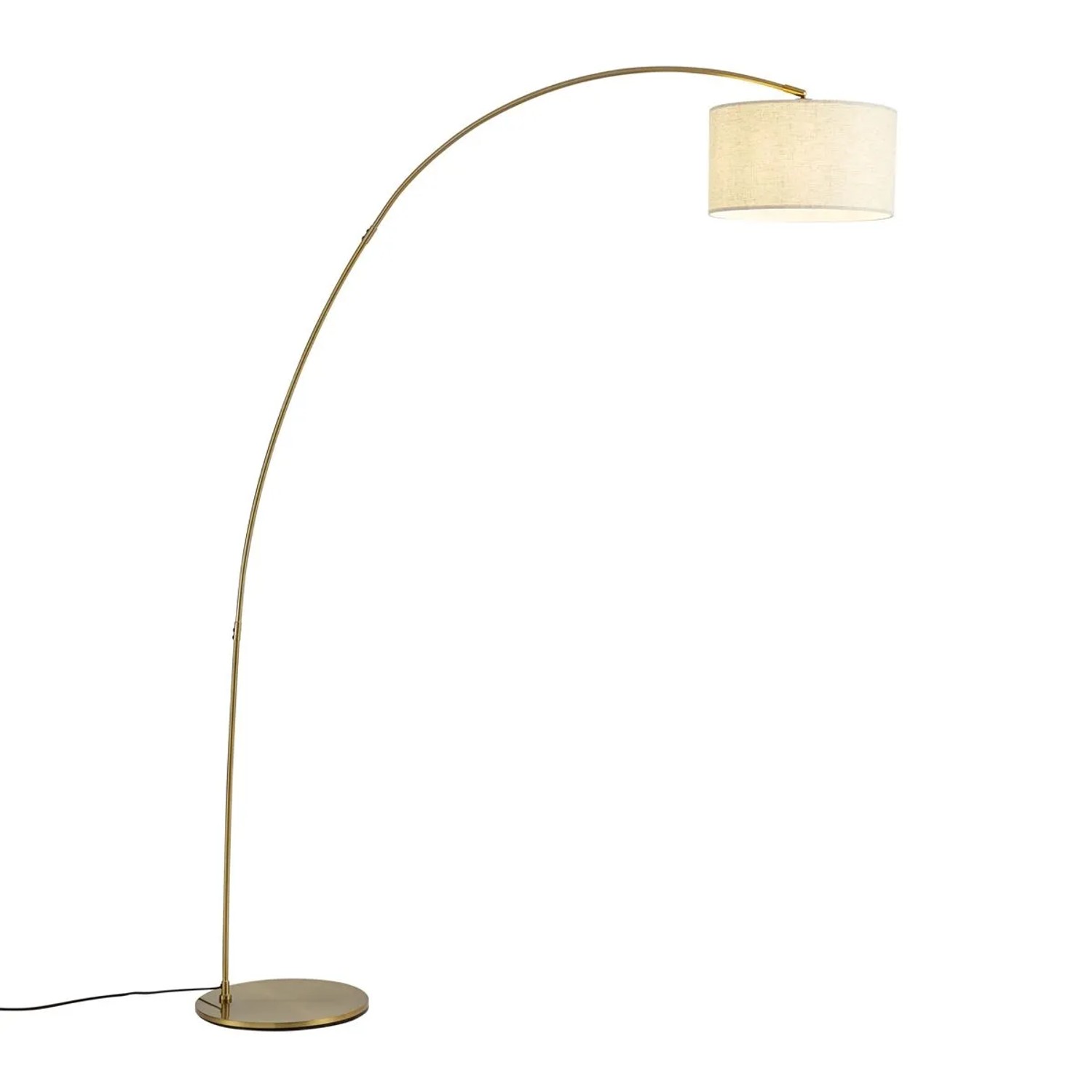QAZQA Moderner Bogenlampe Messing mit Beigem Schirm Vinossa