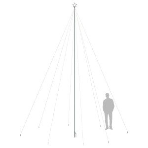 Blaue vidaXL LED-Lichterkette für künstlichen Weihnachtsbaum, 8m hoch, mit Stern für Innen und Außen.