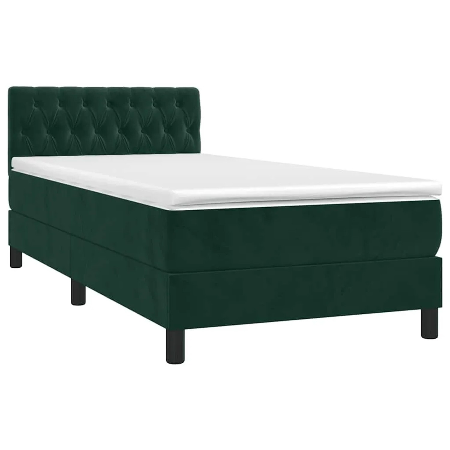 vidaXL Boxspringbett mit Matratze Dunkelgrün 90x200 cm Samt 3141464 günstig online kaufen