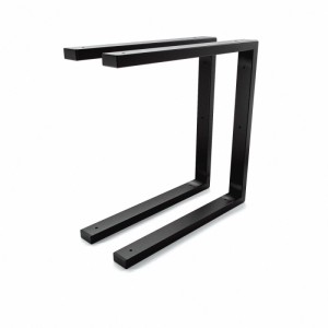 Zwei schwarze HEVVA Waschtischhalterungen LAHN, 40 cm tief, aus Metall mit Pulverbeschichtung für Wandmontage.