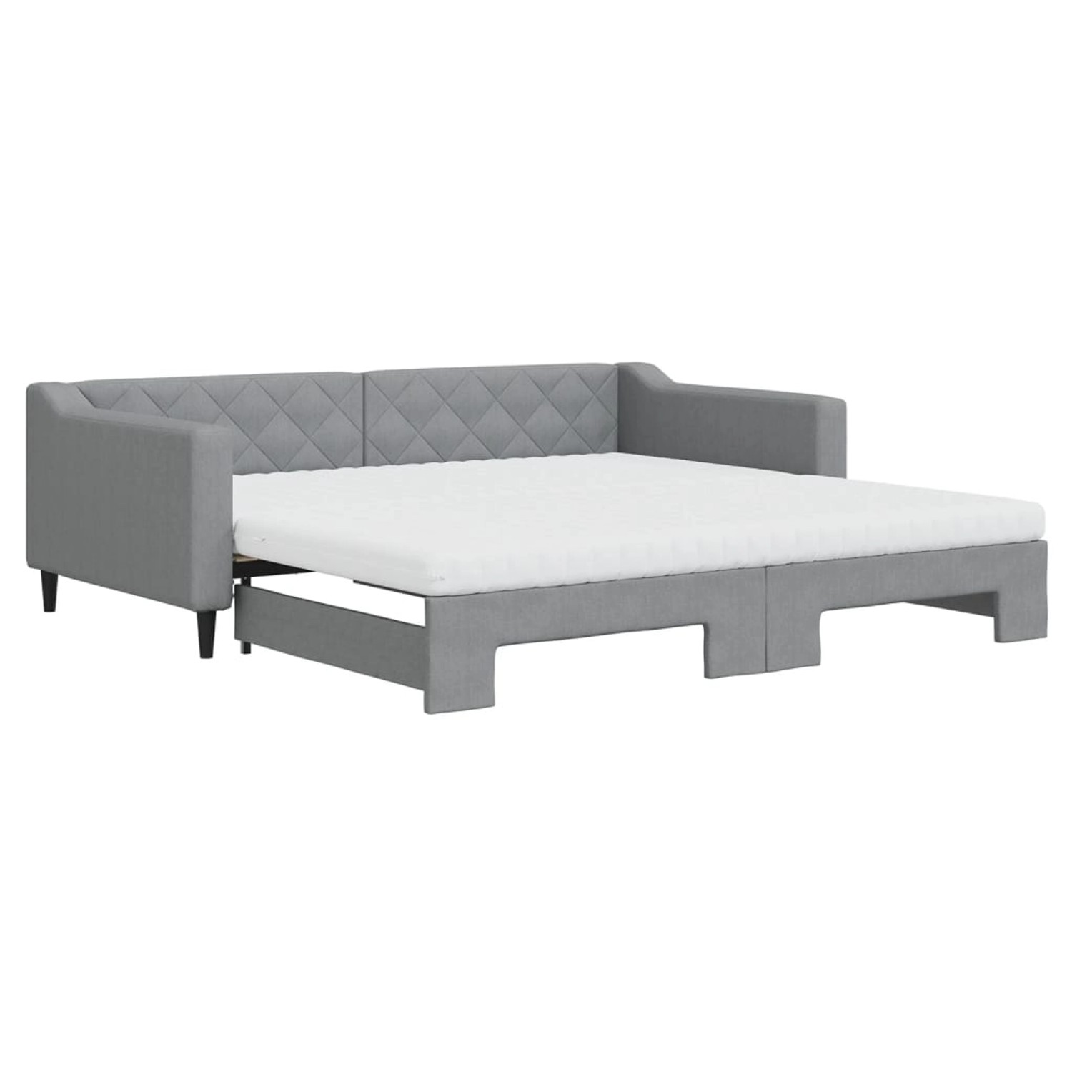 vidaXL Tagesbett Ausziehbar mit Matratze Hellgrau 100x200 cm Stoff1846570