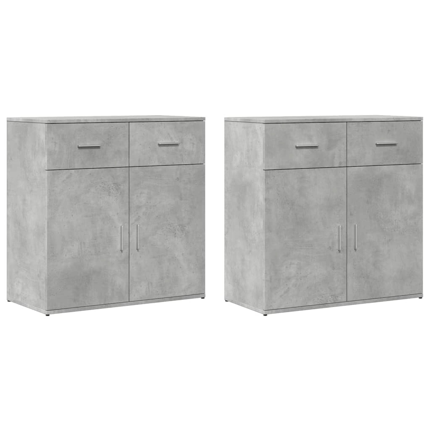 vidaXL Sideboards 2 Stk Betongrau 79x38x80 cm Holzwerkstoff 3276619 günstig online kaufen