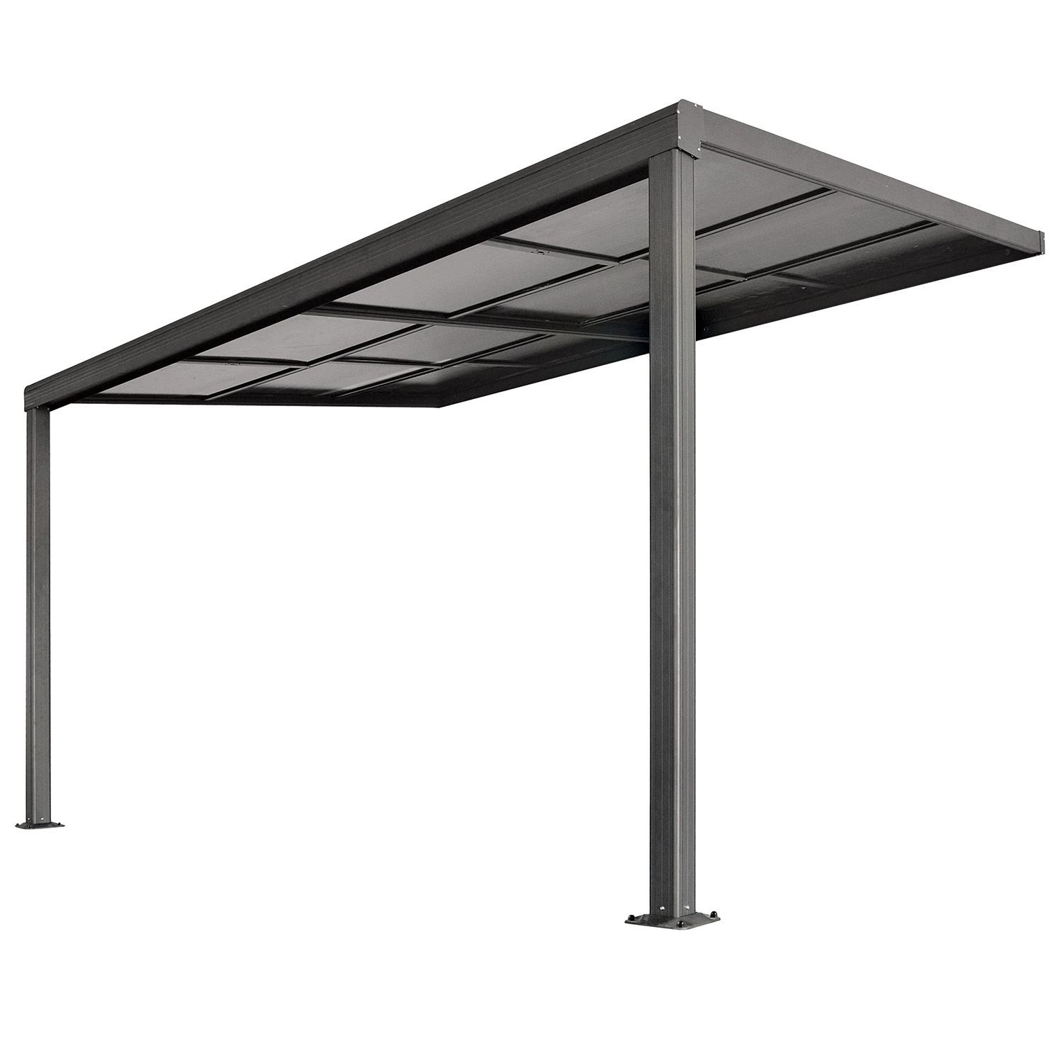 Juskys Terrassendach Jakarta 4x3m mit Polycarbonatplatten Dunkelgrau günstig online kaufen