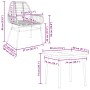 vidaXL 5-teiliges Garten-Esszimmerset, braunes Rattan, Glas, mit Maßangaben.