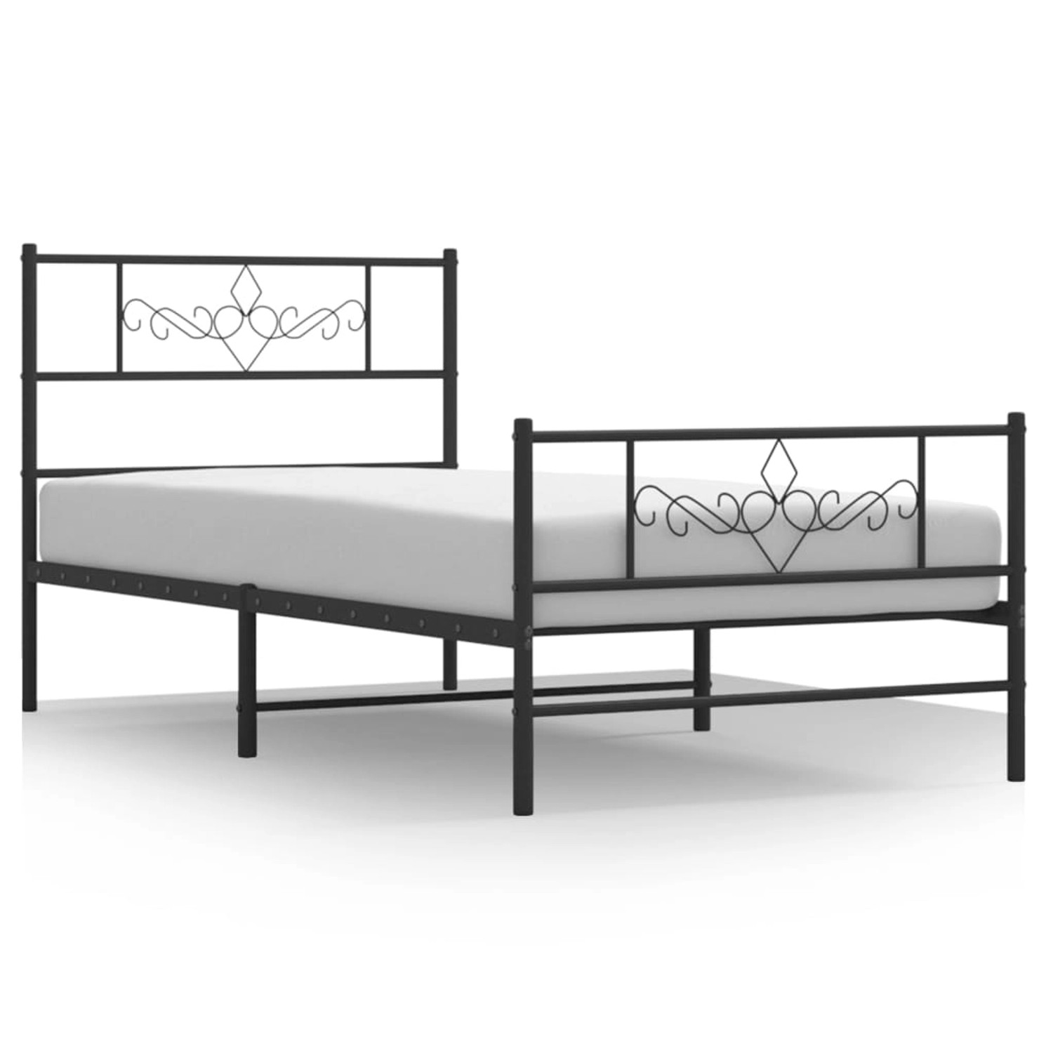 vidaXL Bettgestell mit Kopf- und Fußteil Metall Schwarz 90x200 cm 355278 günstig online kaufen