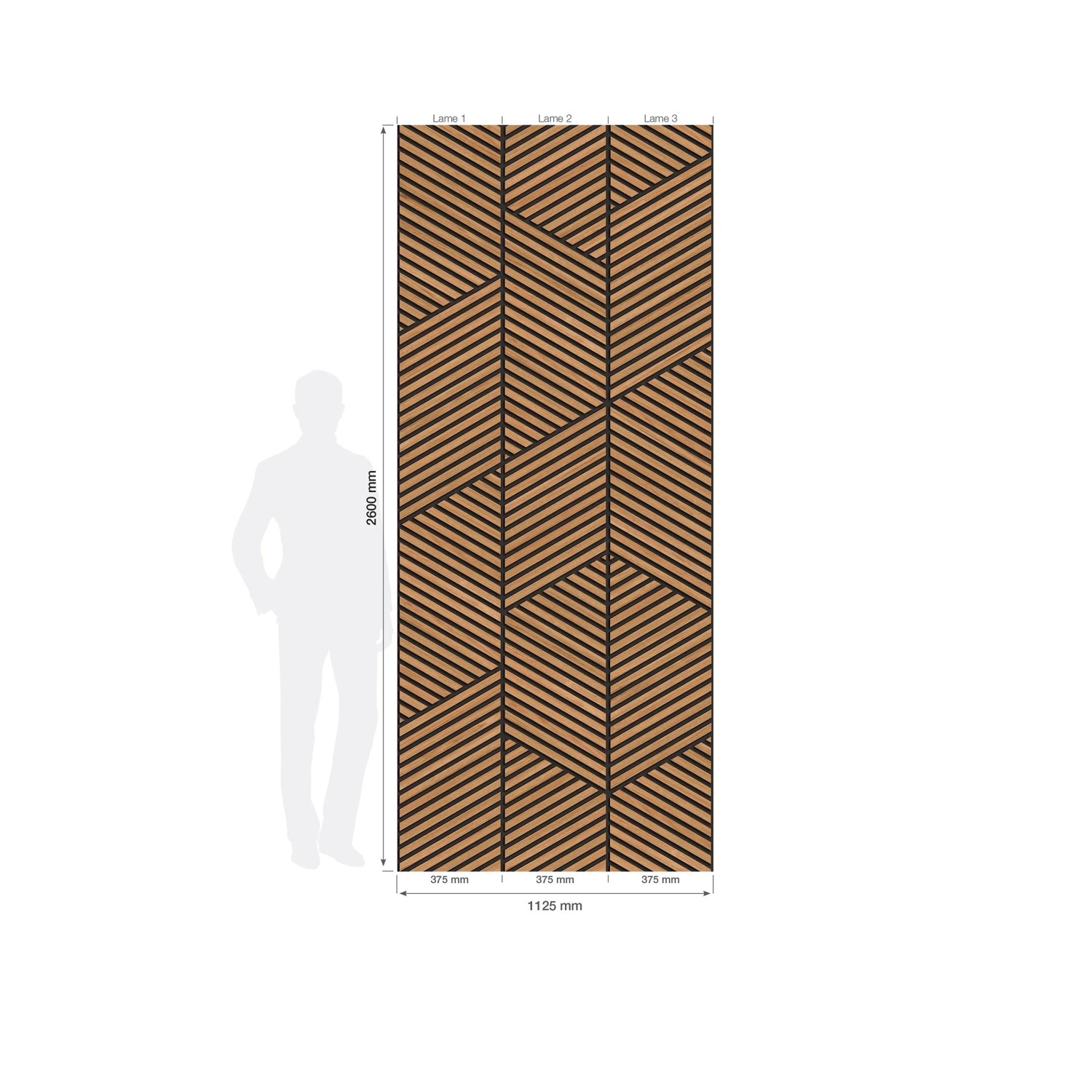 Grosfillex Wandpaneel Linio Graphic Light Oak mit 3D Optik, Holzdekor für Wand- und Deckengestaltung.