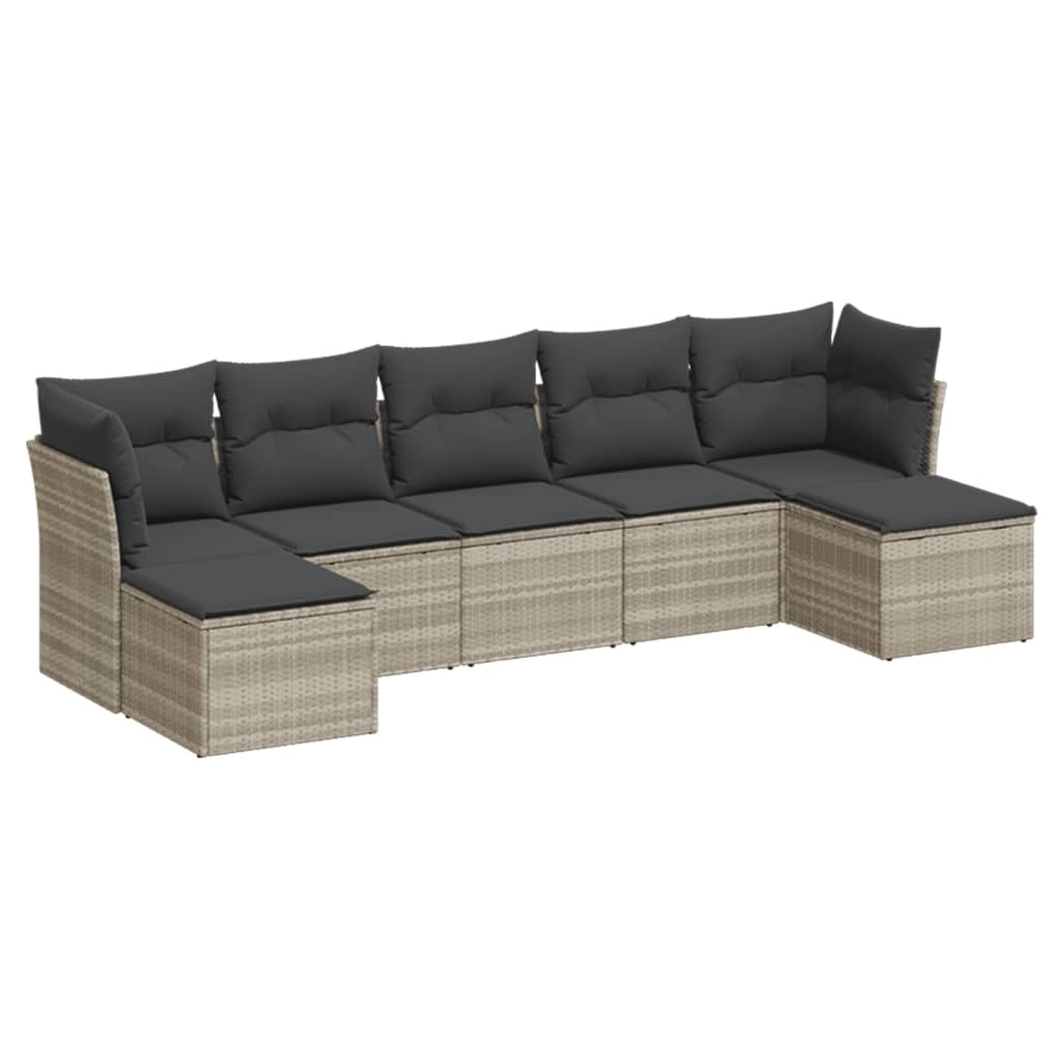 vidaXL 7-Tlg Garten-Sofagarnitur mit Kissen Hellgrau Poly Rattan 3249871 günstig online kaufen