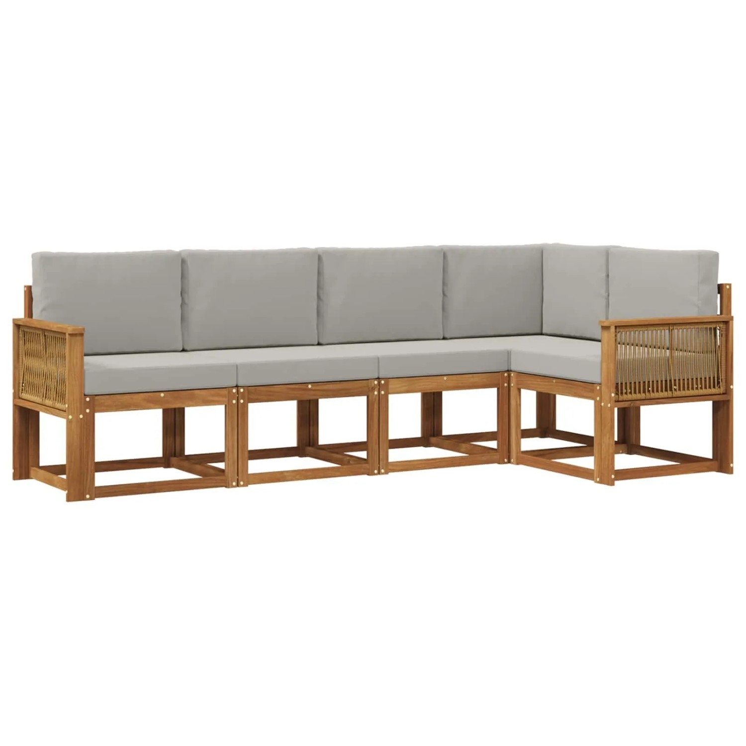 vidaXL Outdoor-Sofagarnitur 5 Stk Natur und Hellgrau Polyester 3385217