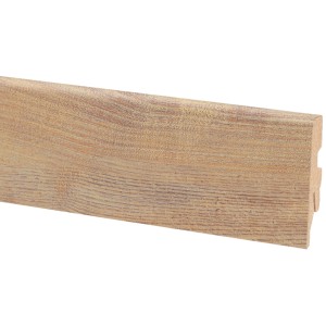 Sockelleiste Eiche, 60 mm hoch, MDF-Material für Boden-Wand-Abschluss.