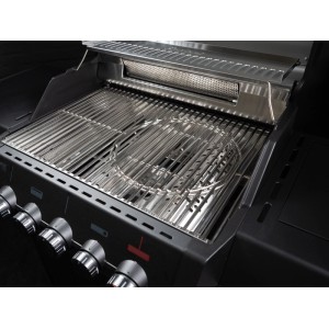 Enders Edelstahlrost Switch Grid für Monroe Pro 3 Gasgrill, dreigeteilt mit herausnehmbarem Rundelement.