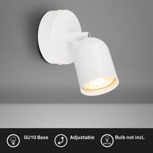 Weiße, schwenkbare Brilo Wandleuchte Tabo mit GU10 Fassung, 1-flammig.