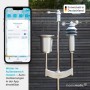 Homematic IP Wettersensor pro auf Edelstahlmast, misst Wetterdaten, Anzeige in App für Hausautomation.