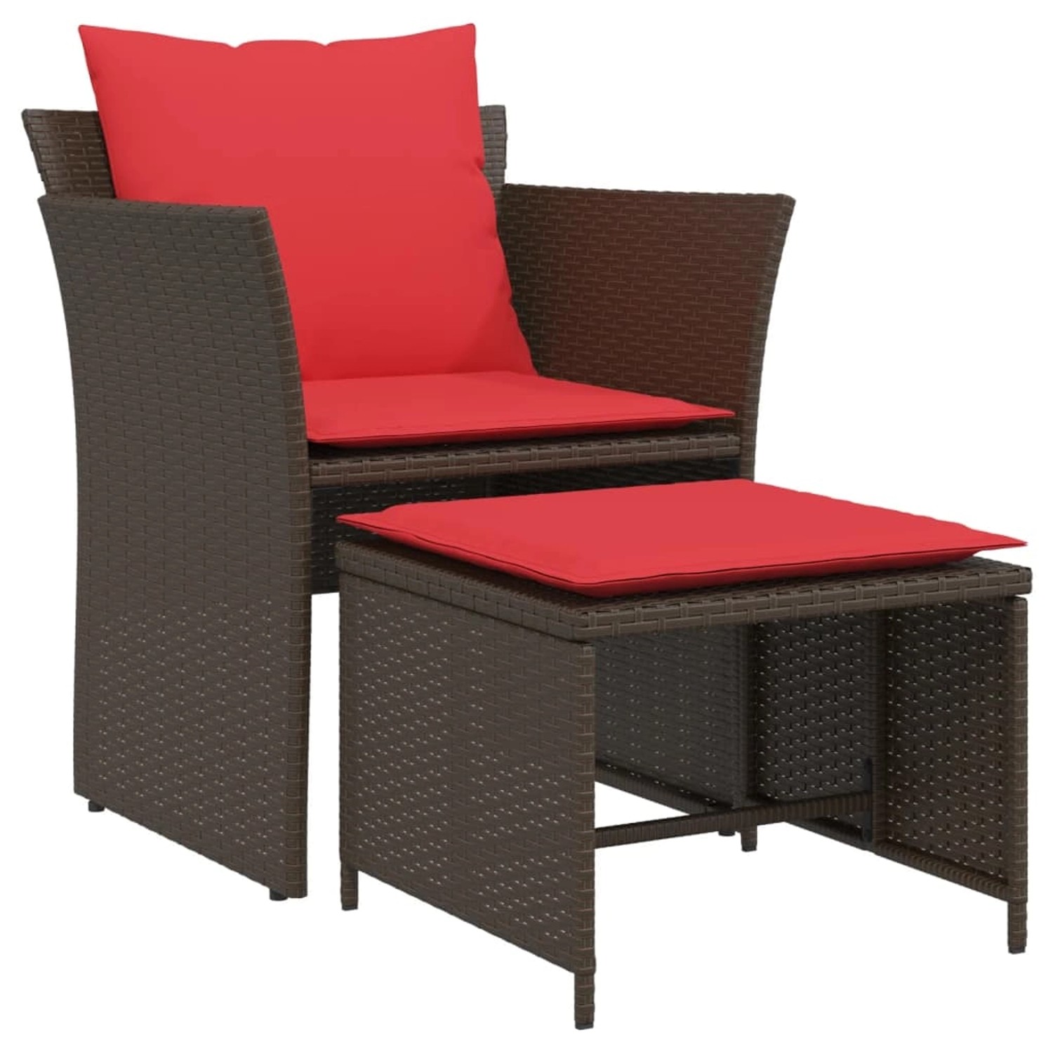 vidaXL Gartenstuhl mit Fußhocker Braun Poly Rattan 368622 günstig online kaufen