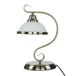 EASYLIGHT Tischlampe 40 cm Hoch Metall Glas In Bronze Antik Weiß E27 Jugendstil