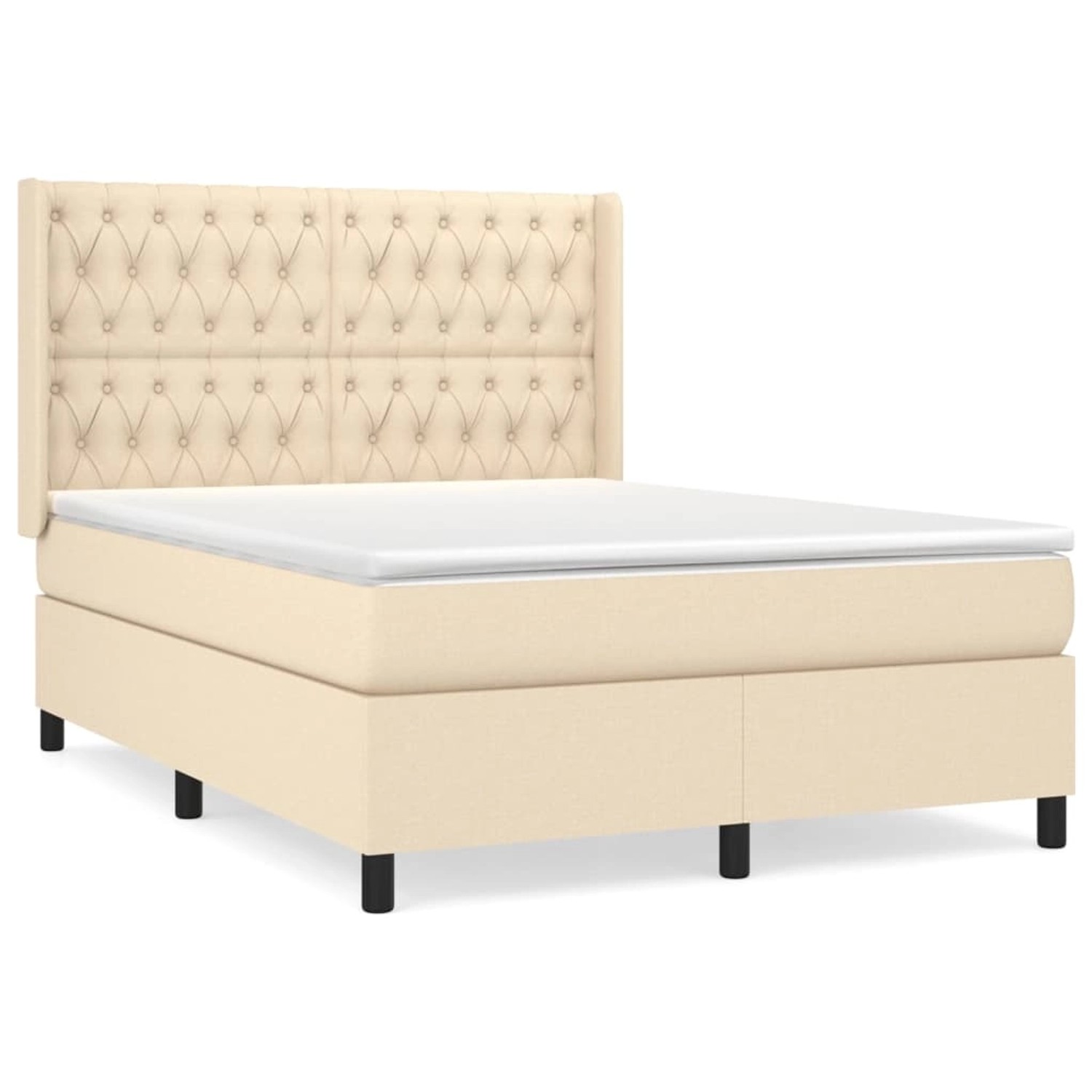 vidaXL Boxspringbett mit Matratze Creme 140x200 cm Stoff1371259